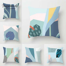 Load image into Gallery viewer, Blue Geometric Nordic Style Cushion
