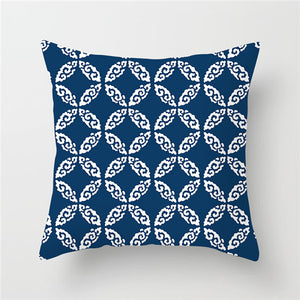 European Geometry Cushion Covers Blue